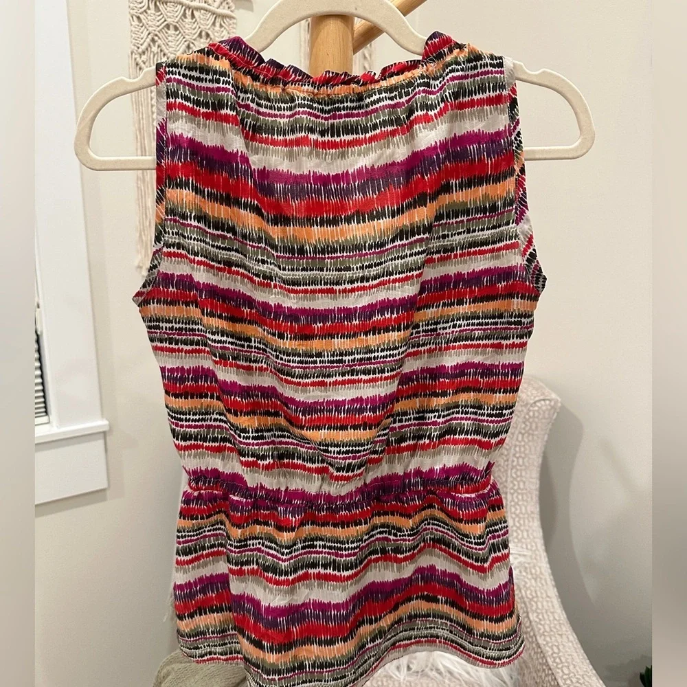 Banana Republic Ruffle Front Sleeveless Printed Blouse XS